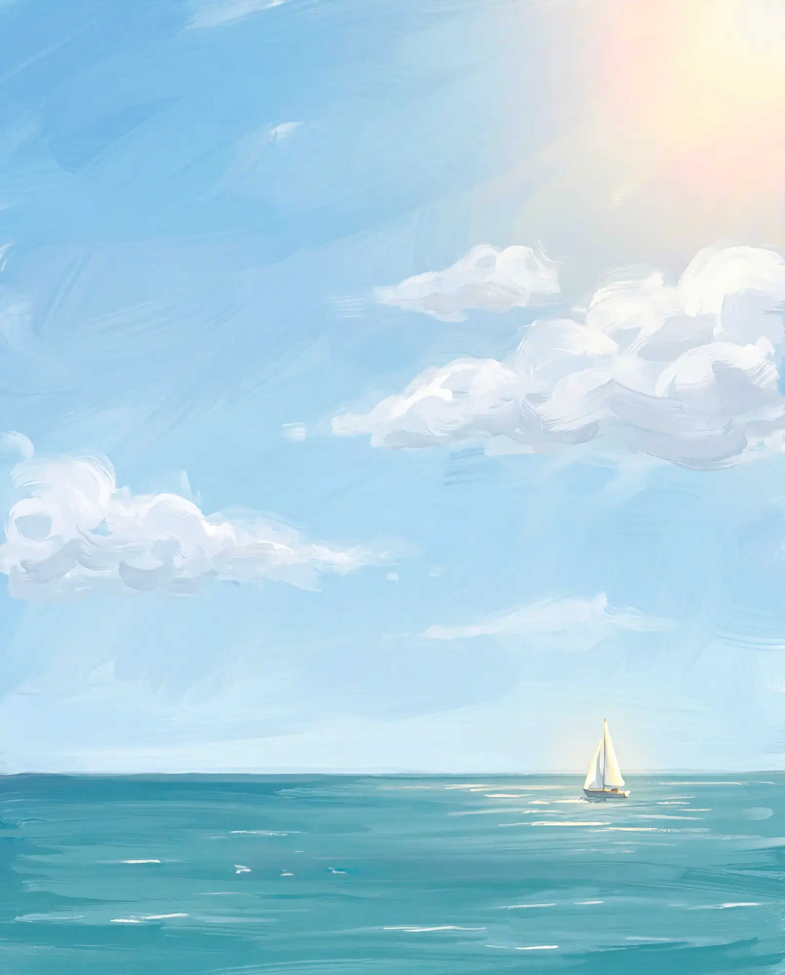 A calm North Sea morning with a single sailboat on open water