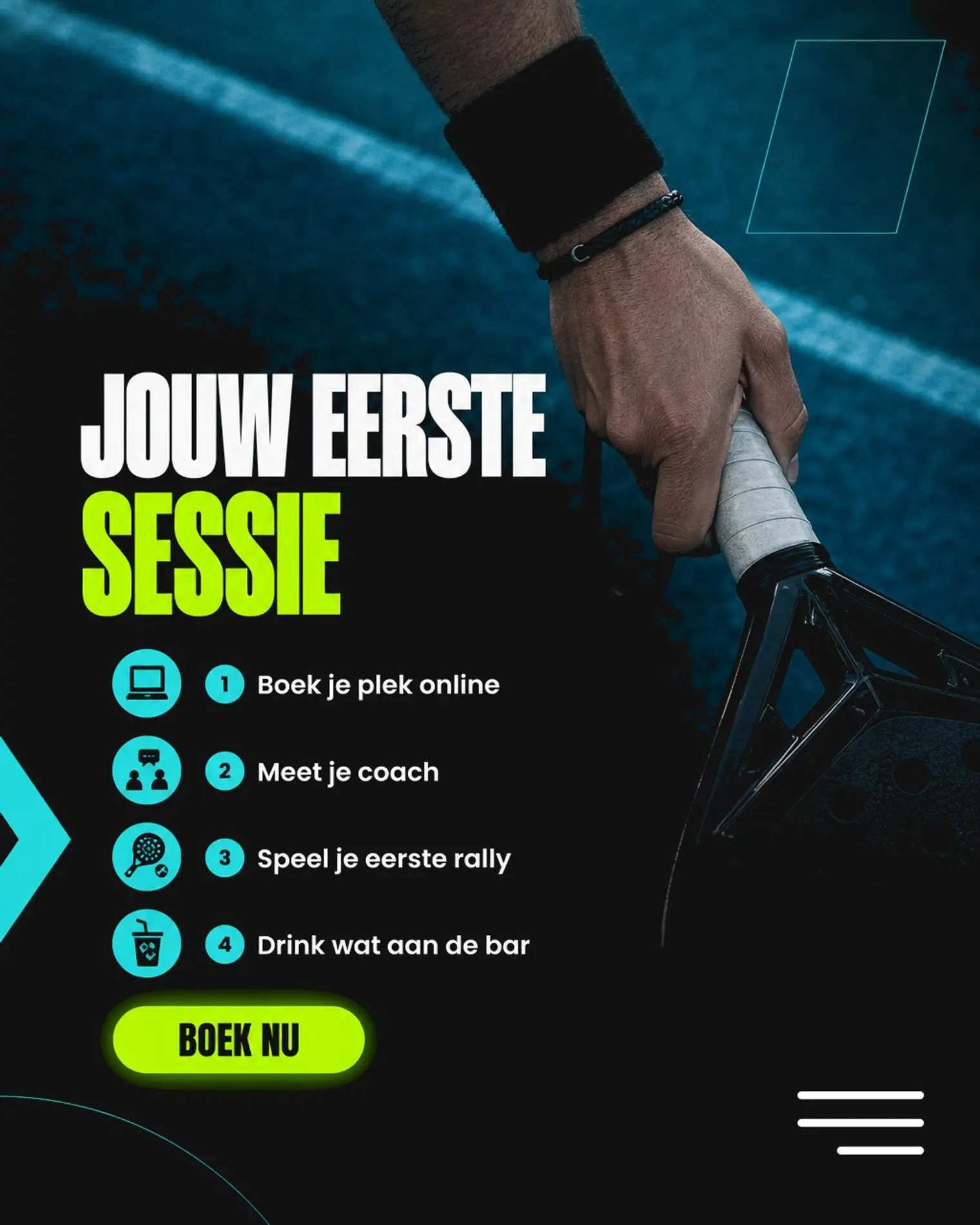 Padel Mate Club · Instagram — Within 15 minutes you're rallying. That's how your first session works at Padel Mate Club. Book your spot via Playtomic and we'll handle the rest.